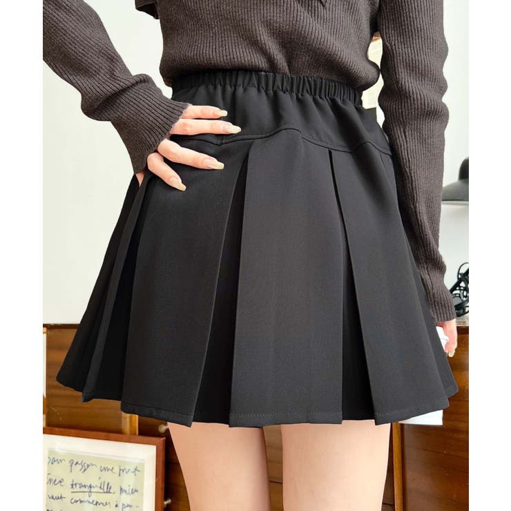 厚手TPUカットジョーゼットワイドプリーツミニスカパン | moment+ | 詳細画像19 