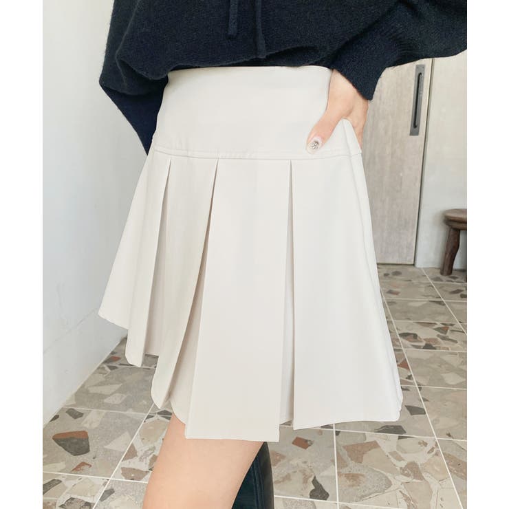 厚手TPUカットジョーゼットワイドプリーツミニスカパン | moment+ | 詳細画像3 