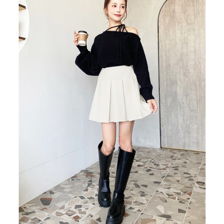 厚手TPUカットジョーゼットワイドプリーツミニスカパン | moment+ | 詳細画像6 