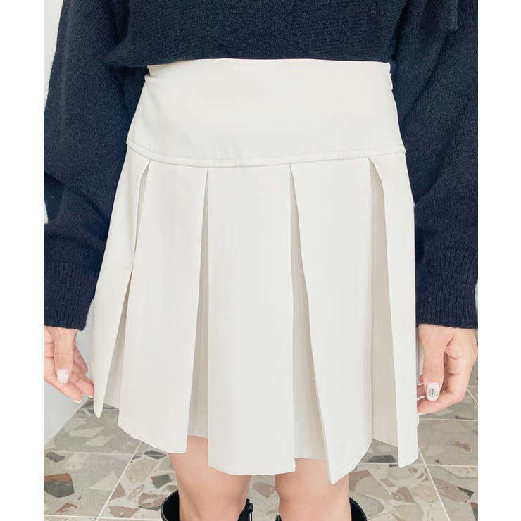 厚手TPUカットジョーゼットワイドプリーツミニスカパン | moment+ | 詳細画像7 