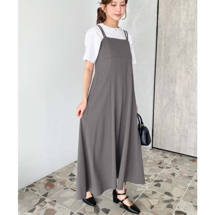 カットジョーゼットダブルストラップキャミワンピース[品番