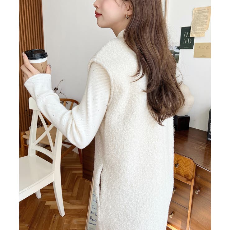 Vネックジャンパースカートリングフェイクウール | moment+ | 詳細画像9 