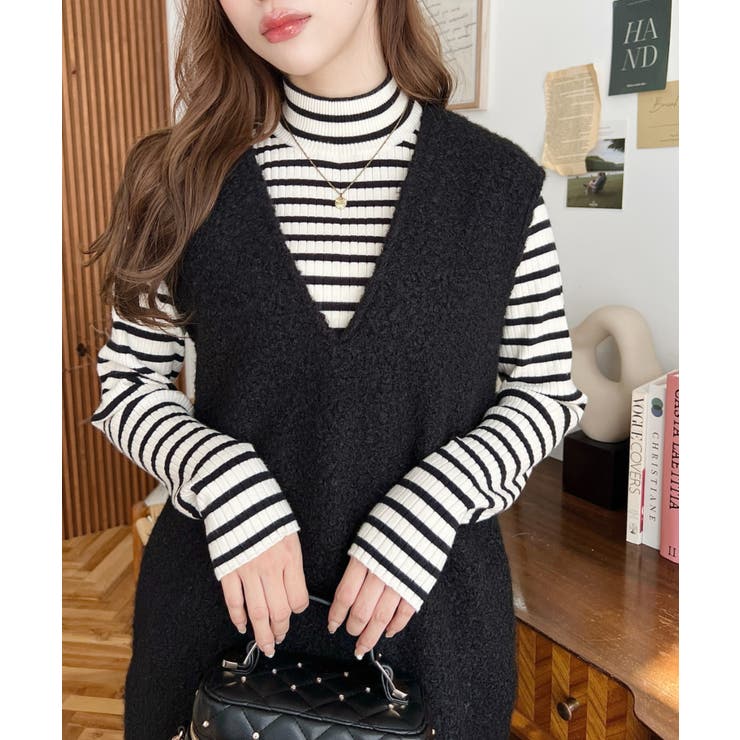 Vネックジャンパースカートリングフェイクウール | moment+ | 詳細画像14 