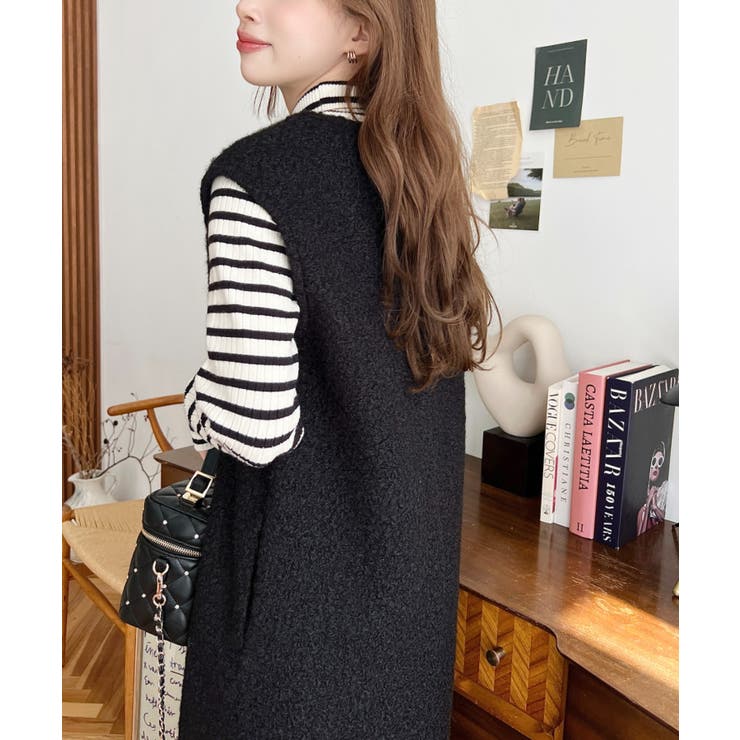 Vネックジャンパースカートリングフェイクウール | moment+ | 詳細画像18 