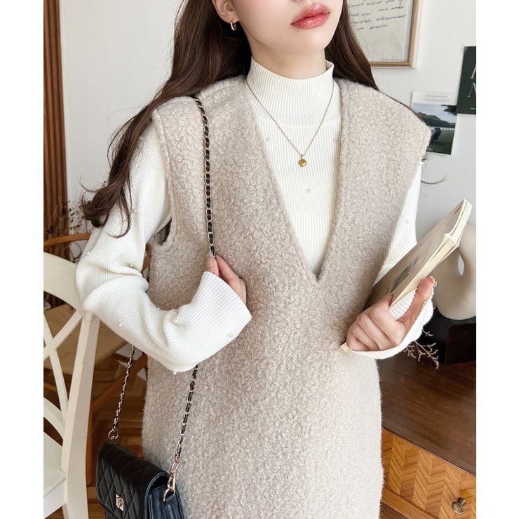 Vネックジャンパースカートリングフェイクウール | moment+ | 詳細画像23 