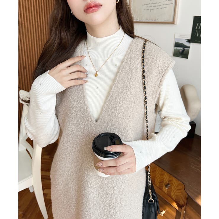 Vネックジャンパースカートリングフェイクウール | moment+ | 詳細画像25 