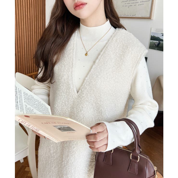 Vネックジャンパースカートリングフェイクウール | moment+ | 詳細画像6 