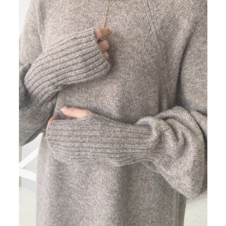 指ぬきボリュームスリーブミックスニットロングワンピース | moment+ | 詳細画像47 