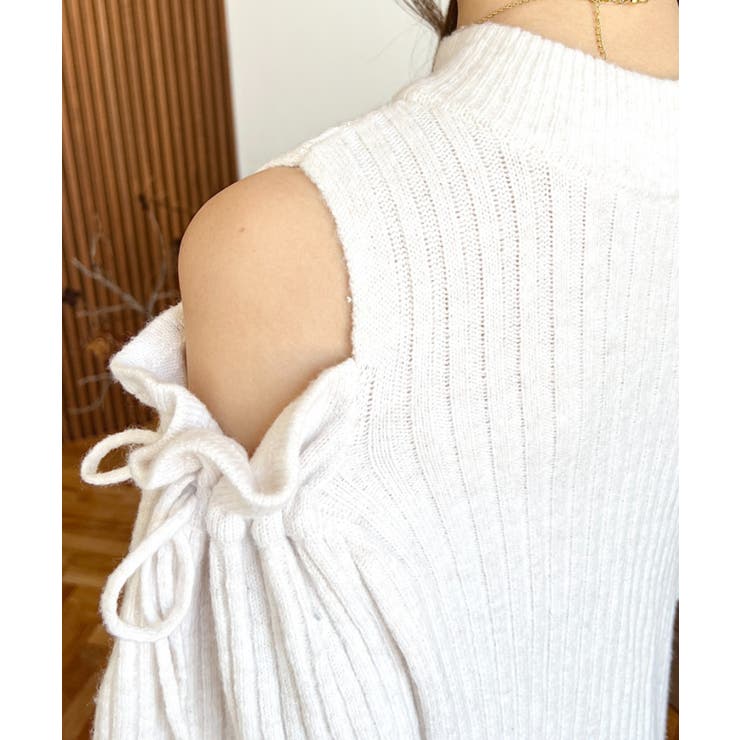 袖リボンショルダースリットニットワンピース | moment+ | 詳細画像12 