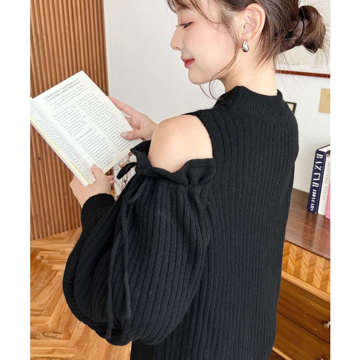 袖リボンショルダースリットニットワンピース | moment+ | 詳細画像20 