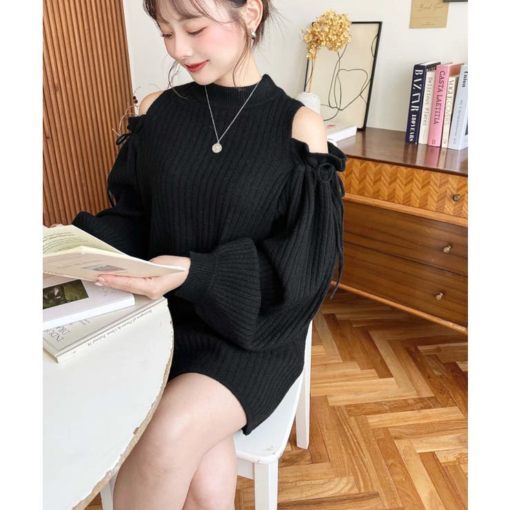 袖リボンショルダースリットニットワンピース | moment+ | 詳細画像22 