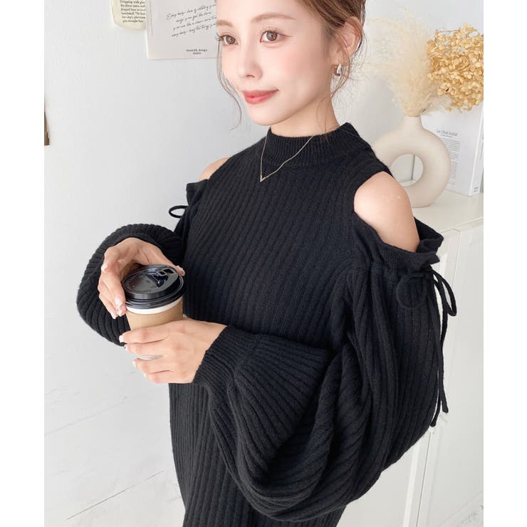 袖リボンショルダースリットニットワンピース | moment+ | 詳細画像23 