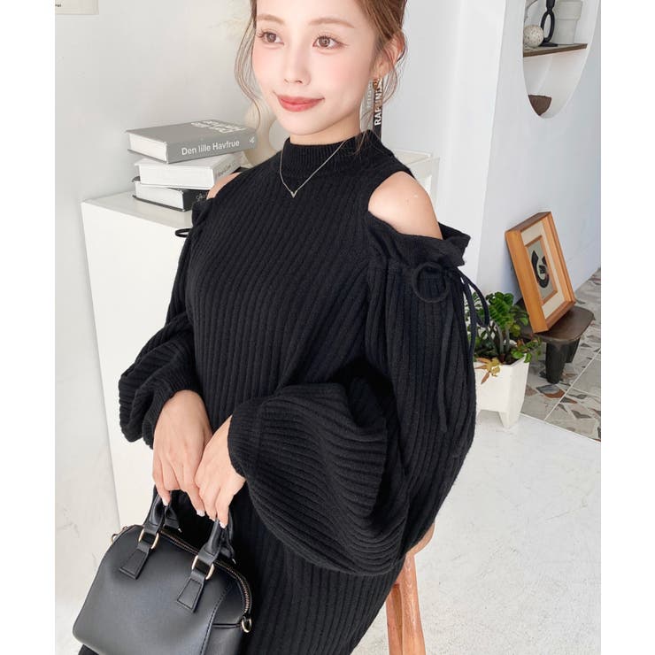 袖リボンショルダースリットニットワンピース | moment+ | 詳細画像25 