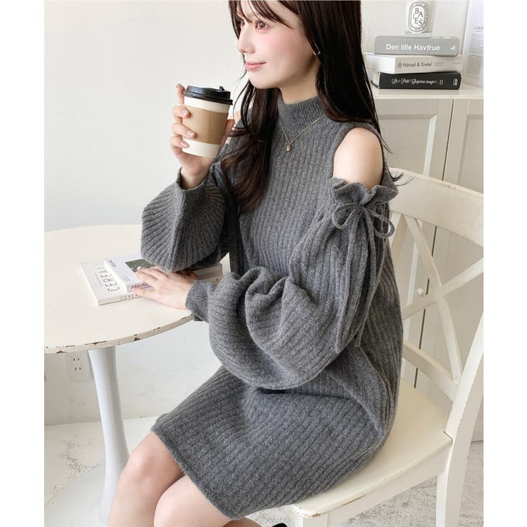 袖リボンショルダースリットニットワンピース | moment+ | 詳細画像31 