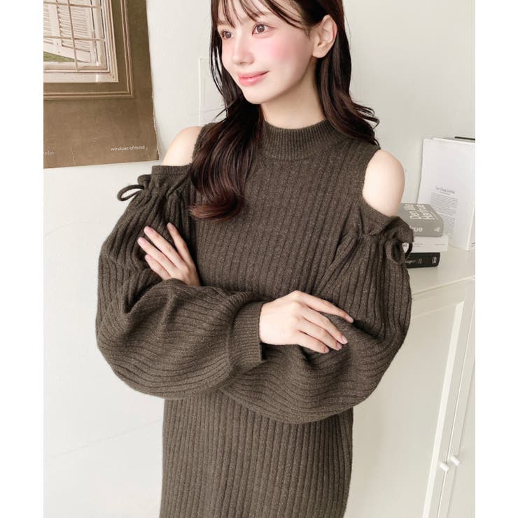 袖リボンショルダースリットニットワンピース | moment+ | 詳細画像41 