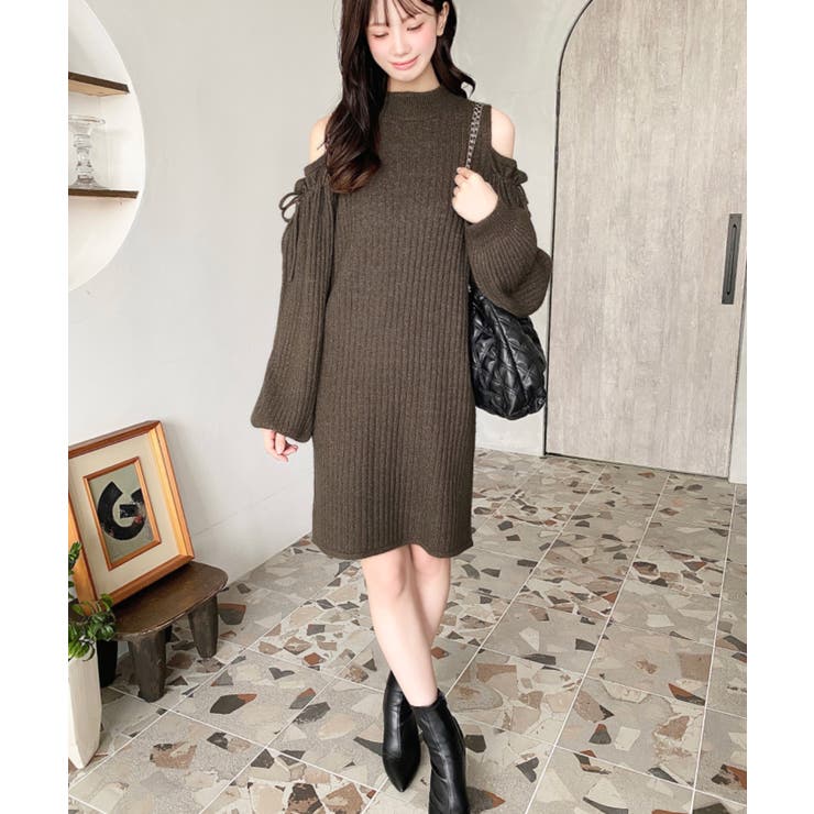 袖リボンショルダースリットニットワンピース | moment+ | 詳細画像42 