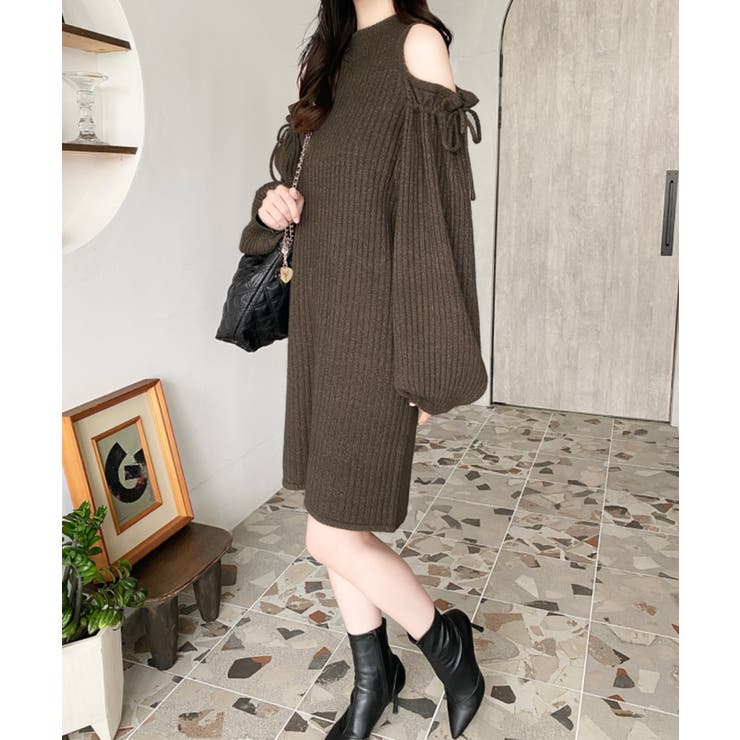 袖リボンショルダースリットニットワンピース | moment+ | 詳細画像43 