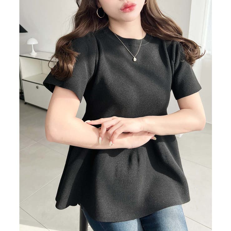 半袖ニットペプラムプルオーバー | moment+ | 詳細画像14 