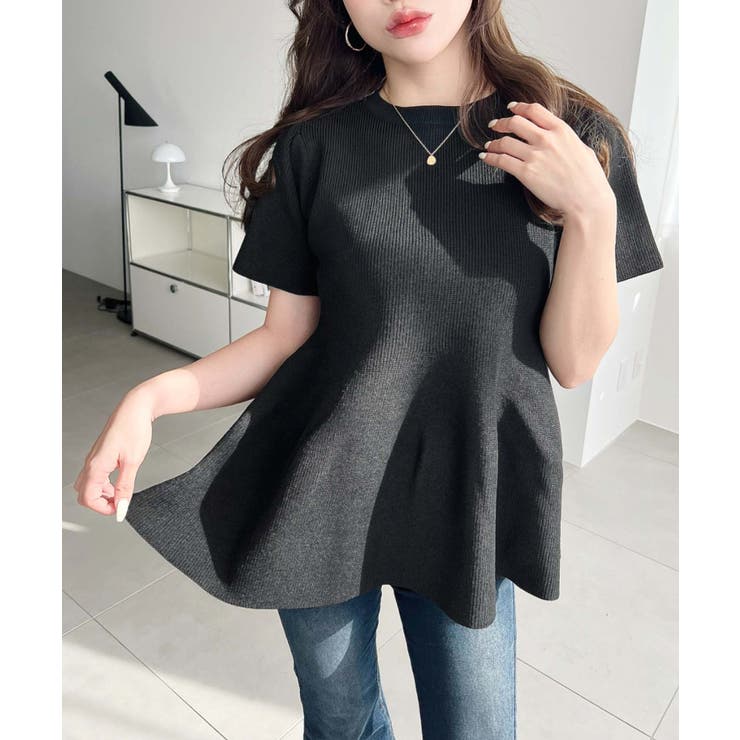 半袖ニットペプラムプルオーバー | moment+ | 詳細画像16 