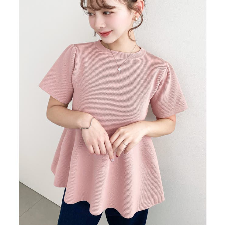 半袖ニットペプラムプルオーバー | moment+ | 詳細画像17 