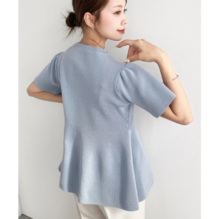 半袖ニットペプラムプルオーバー | moment+ | 詳細画像25 