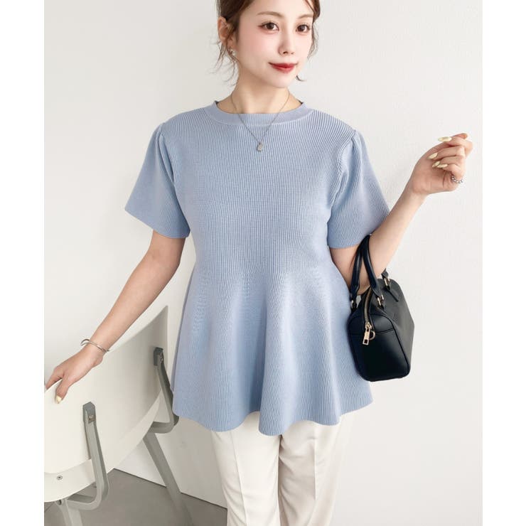 半袖ニットペプラムプルオーバー | moment+ | 詳細画像27 