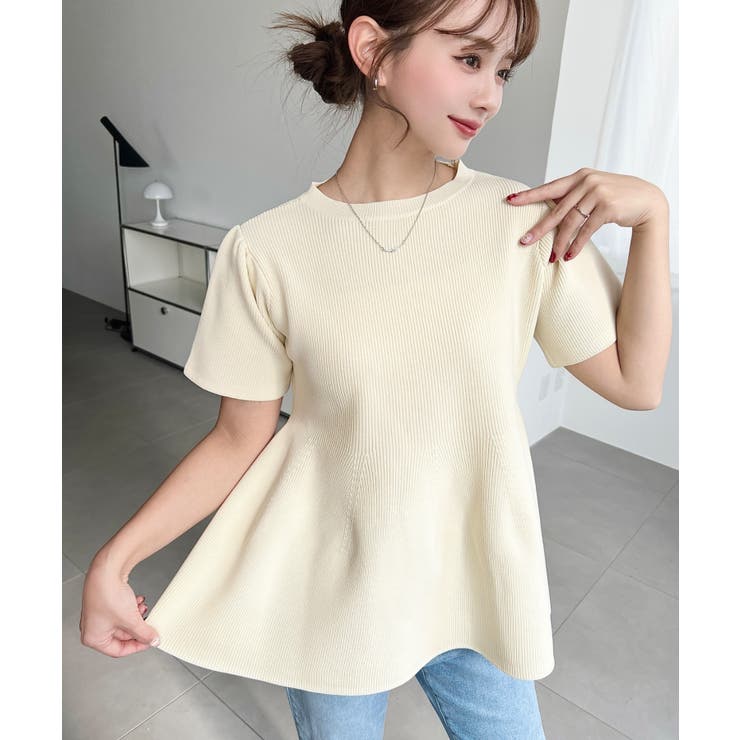 半袖ニットペプラムプルオーバー | moment+ | 詳細画像3 