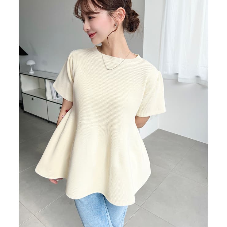 半袖ニットペプラムプルオーバー | moment+ | 詳細画像4 