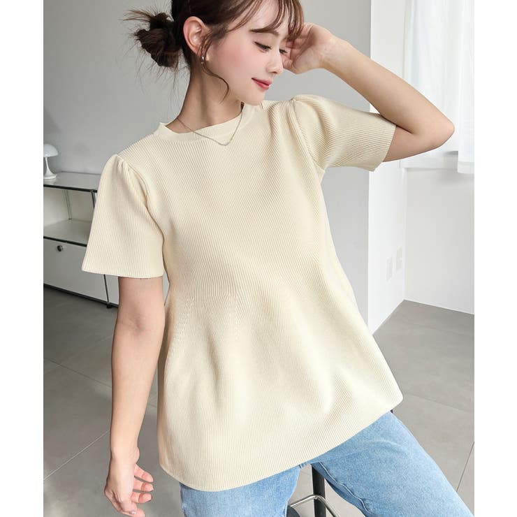 半袖ニットペプラムプルオーバー | moment+ | 詳細画像5 