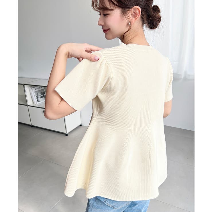 半袖ニットペプラムプルオーバー | moment+ | 詳細画像6 