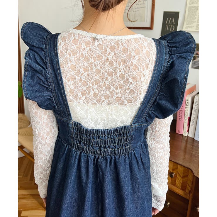 デニムフロントジップショルダーフリルティアードワンピース ライトオンス | moment+ | 詳細画像17 