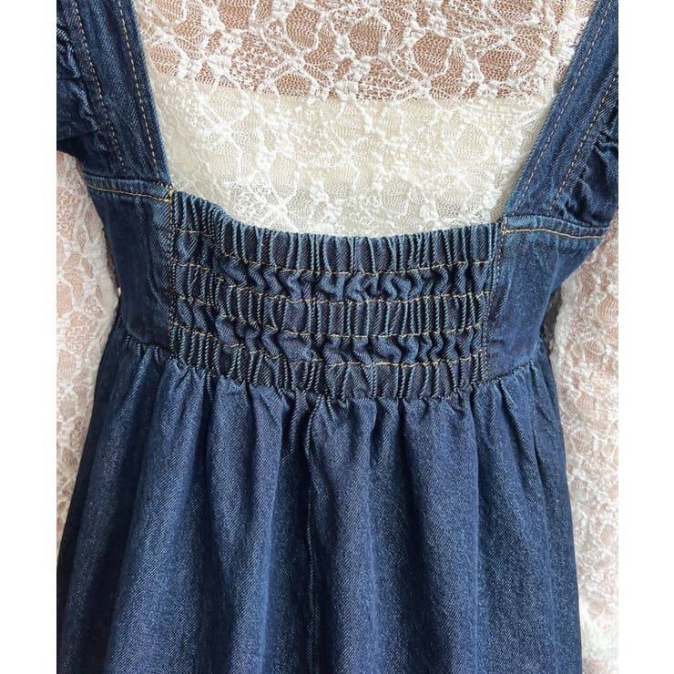 デニムフロントジップショルダーフリルティアードワンピース ライトオンス | moment+ | 詳細画像18 