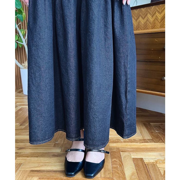 デニムフロントジップショルダーフリルティアードワンピース ライトオンス | moment+ | 詳細画像19 