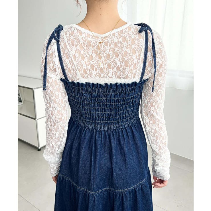 ライトオンスデニムシャーリングティアードキャミワンピース(デニムワンピース) | moment+ | 詳細画像14 