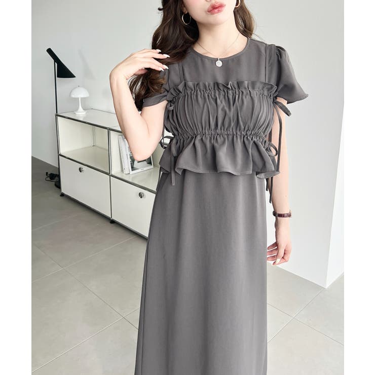 ビスチェ付き半袖ワンピース[品番：ERMW0000260]｜moment+（モーメント