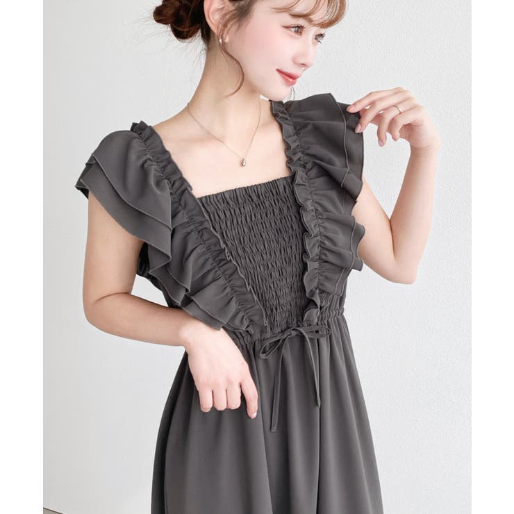 フロントシャーリングフリルワンピース | moment+ | 詳細画像2 