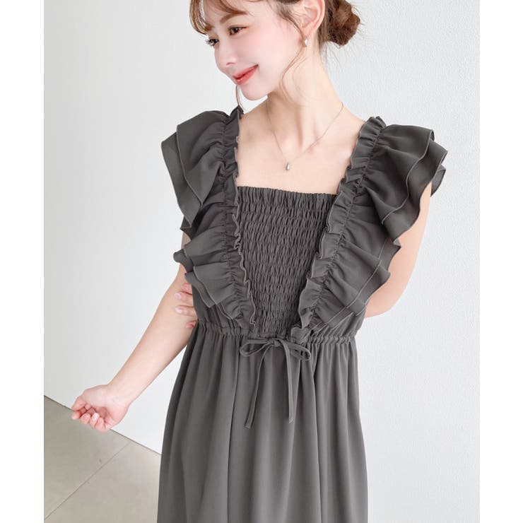 フロントシャーリングフリルワンピース | moment+ | 詳細画像3 