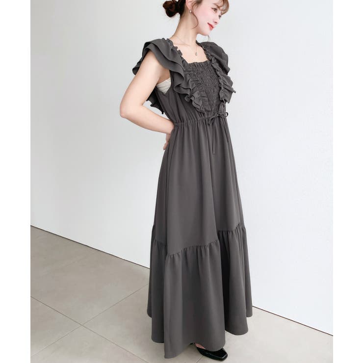 フロントシャーリングフリルワンピース | moment+ | 詳細画像6 