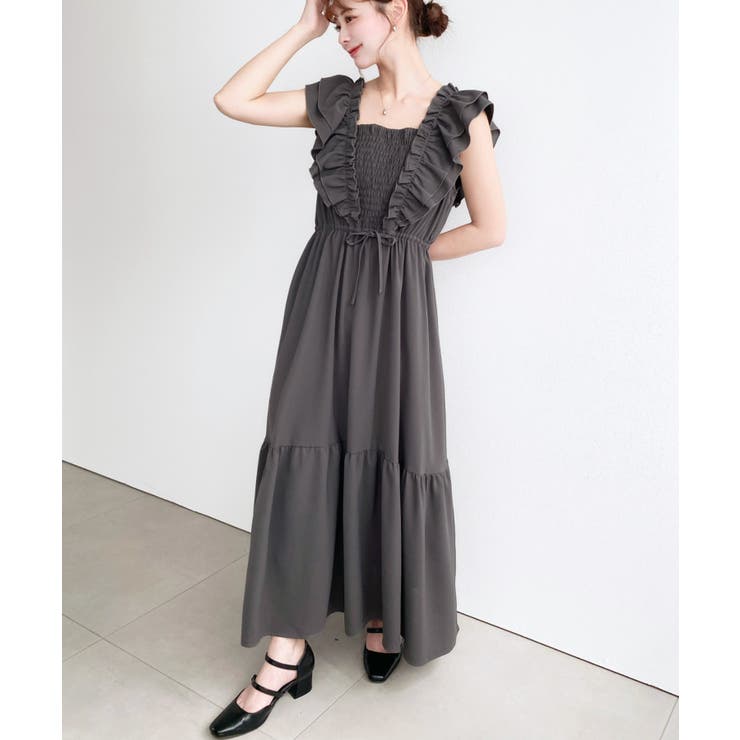 フロントシャーリングフリルワンピース | moment+ | 詳細画像7 