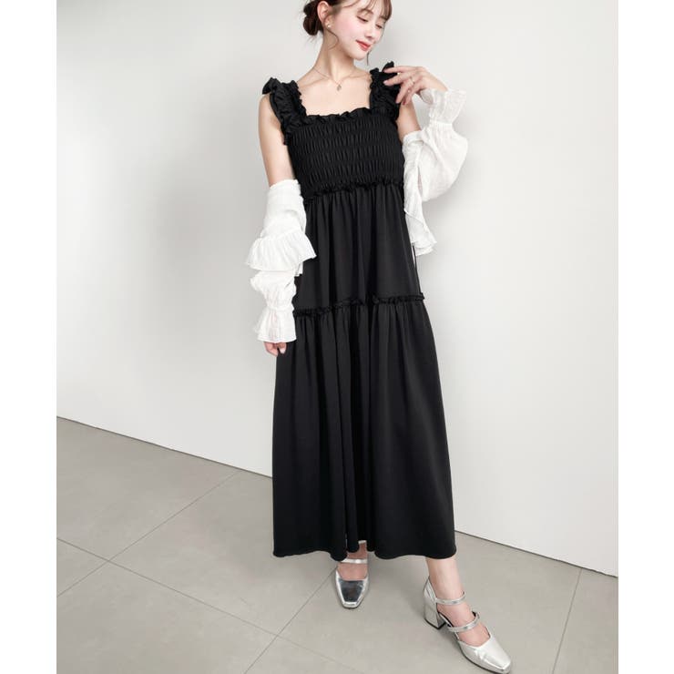 シャーリングティアードカットソーキャミワンピース | moment+ | 詳細画像10 