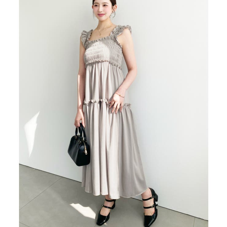 シャーリングティアードカットソーキャミワンピース | moment+ | 詳細画像2 