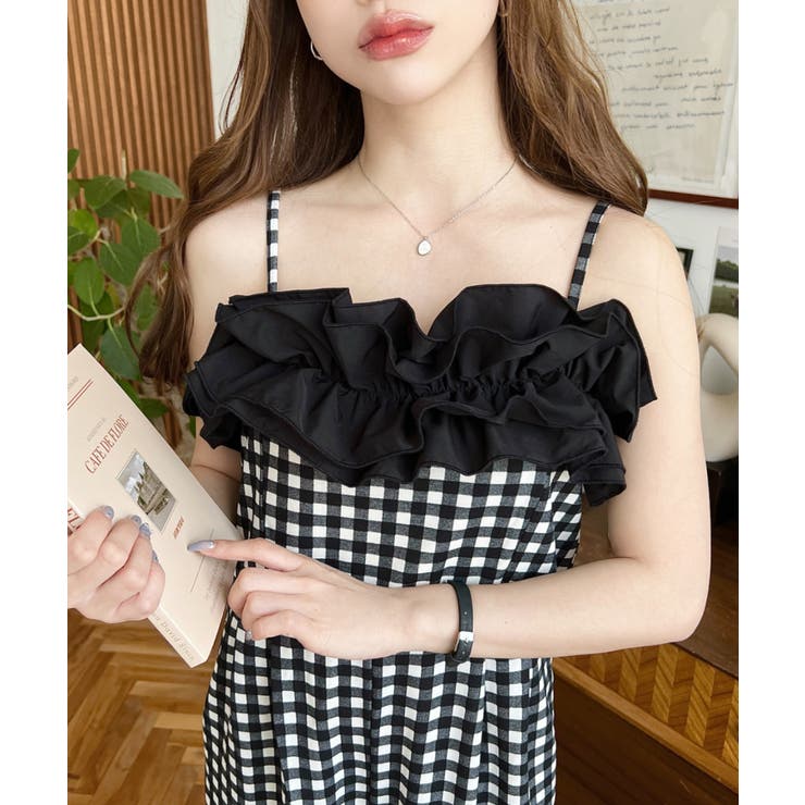 ギンガム＆ドットフリルオールインワン | moment+ | 詳細画像3 