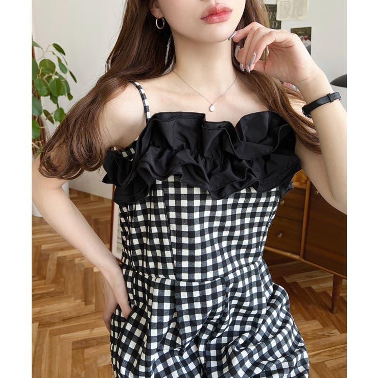 ギンガム＆ドットフリルオールインワン | moment+ | 詳細画像7 