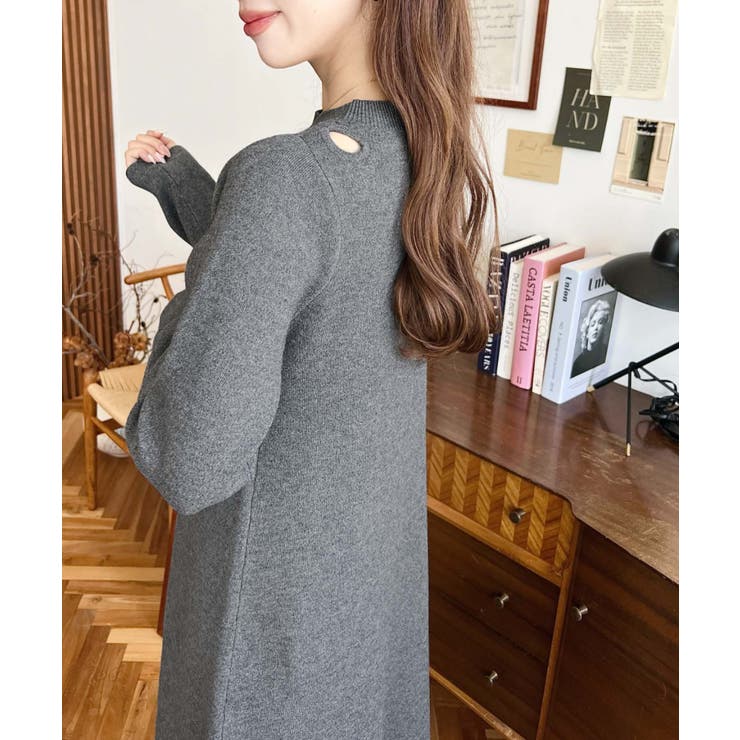 アシメカットアウトスウェットライクウォッシャブルニットワンピース | moment+ | 詳細画像10 