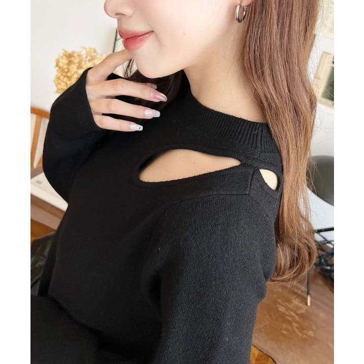 アシメカットアウトスウェットライクウォッシャブルニットワンピース | moment+ | 詳細画像6 