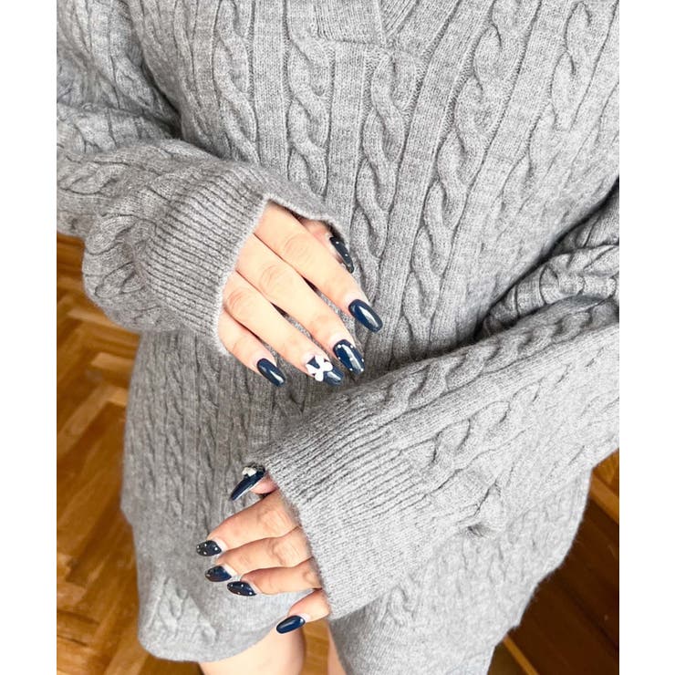 《セットアップ》ケーブル編みポロ&ショートパンツセットアップニット | moment+ | 詳細画像23 