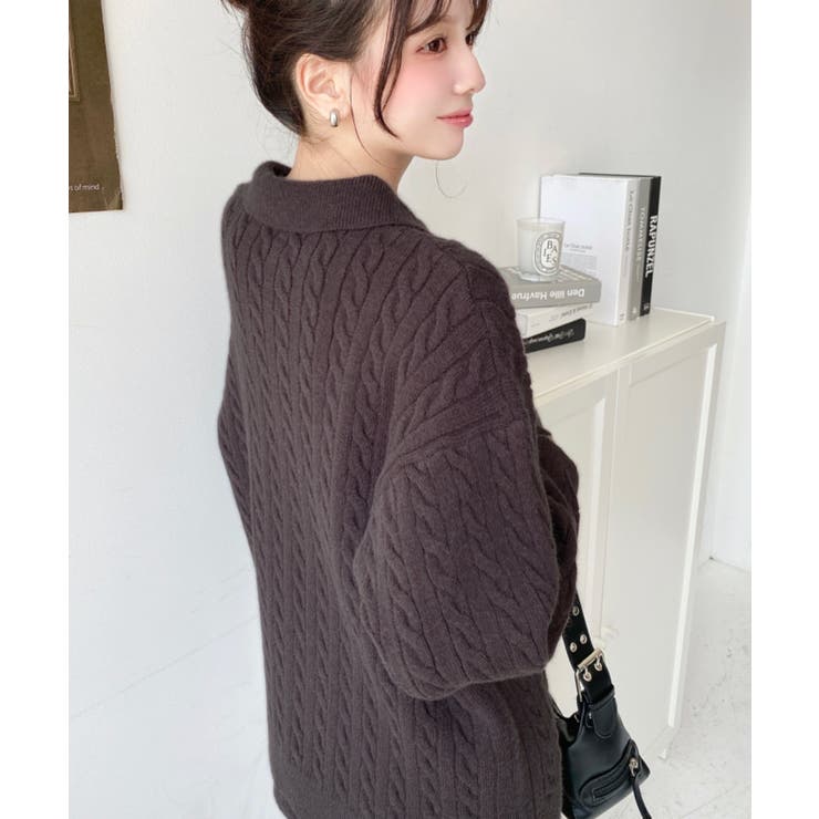 《セットアップ》ケーブル編みポロ&ショートパンツセットアップニット | moment+ | 詳細画像30 