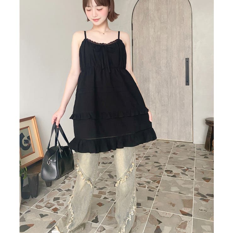 コットンレースフリルティアードキャミワンピース | moment+ | 詳細画像18 