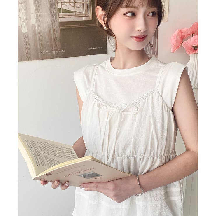 コットンレースフリルティアードキャミワンピース | moment+ | 詳細画像2 