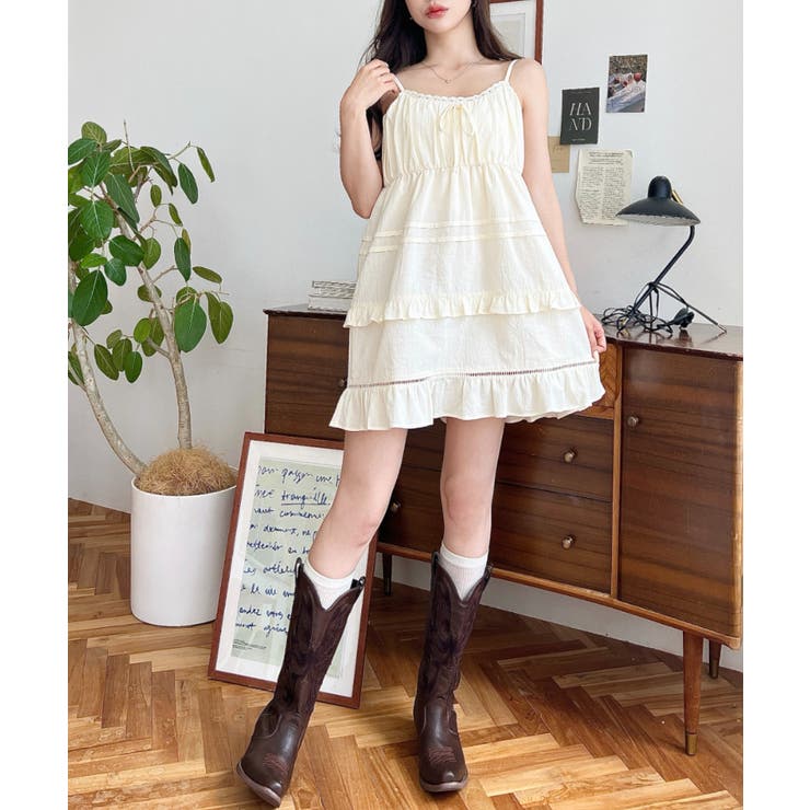 コットンレースフリルティアードキャミワンピース | moment+ | 詳細画像31 